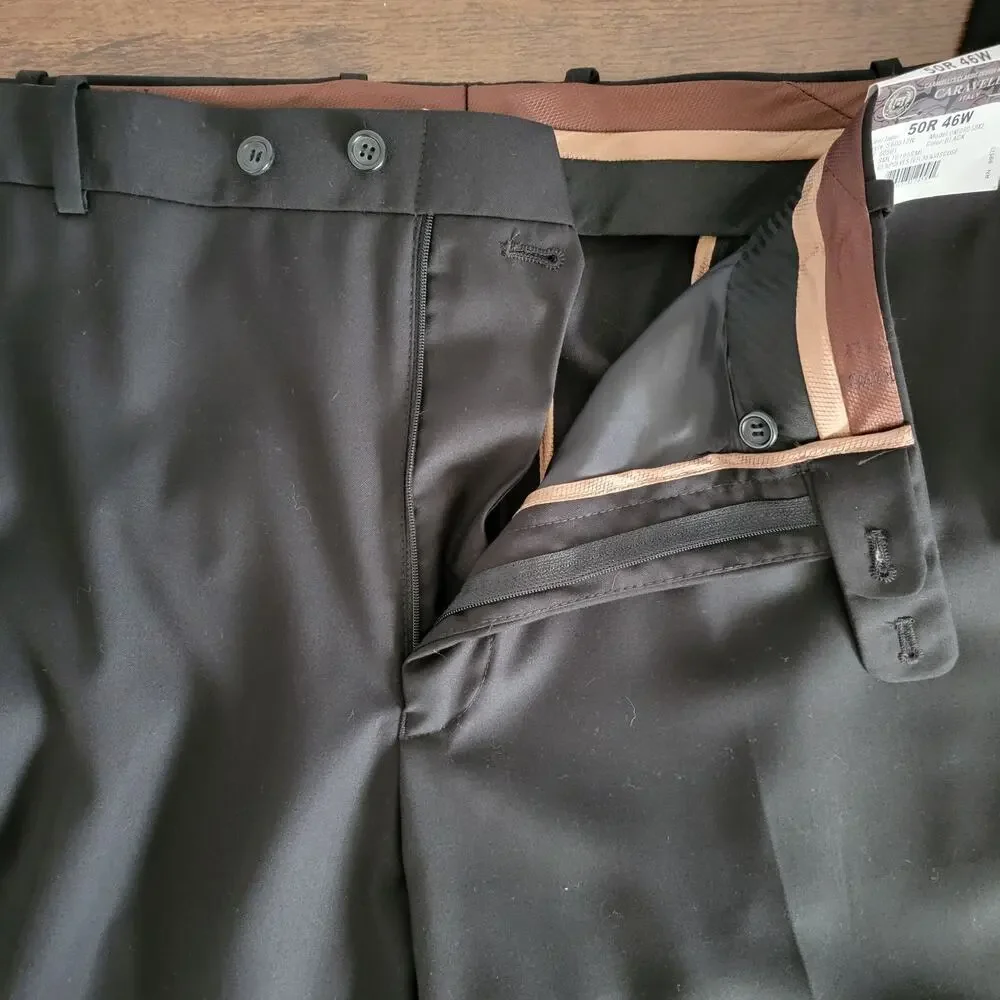 Caravelli Black Dress Pants 46W x 34L Business Career Professional Work NEW NWT